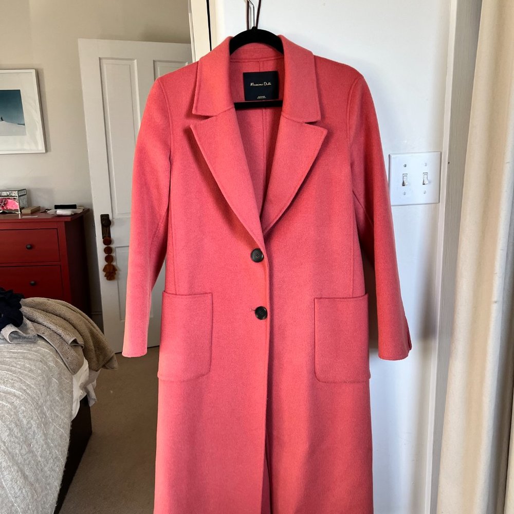 Massimo Dutti Chlotes Peach Wool Long Coat - Picture 5 of 15